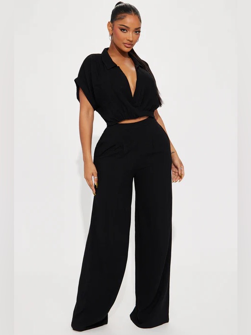 Black Linen Pant Set